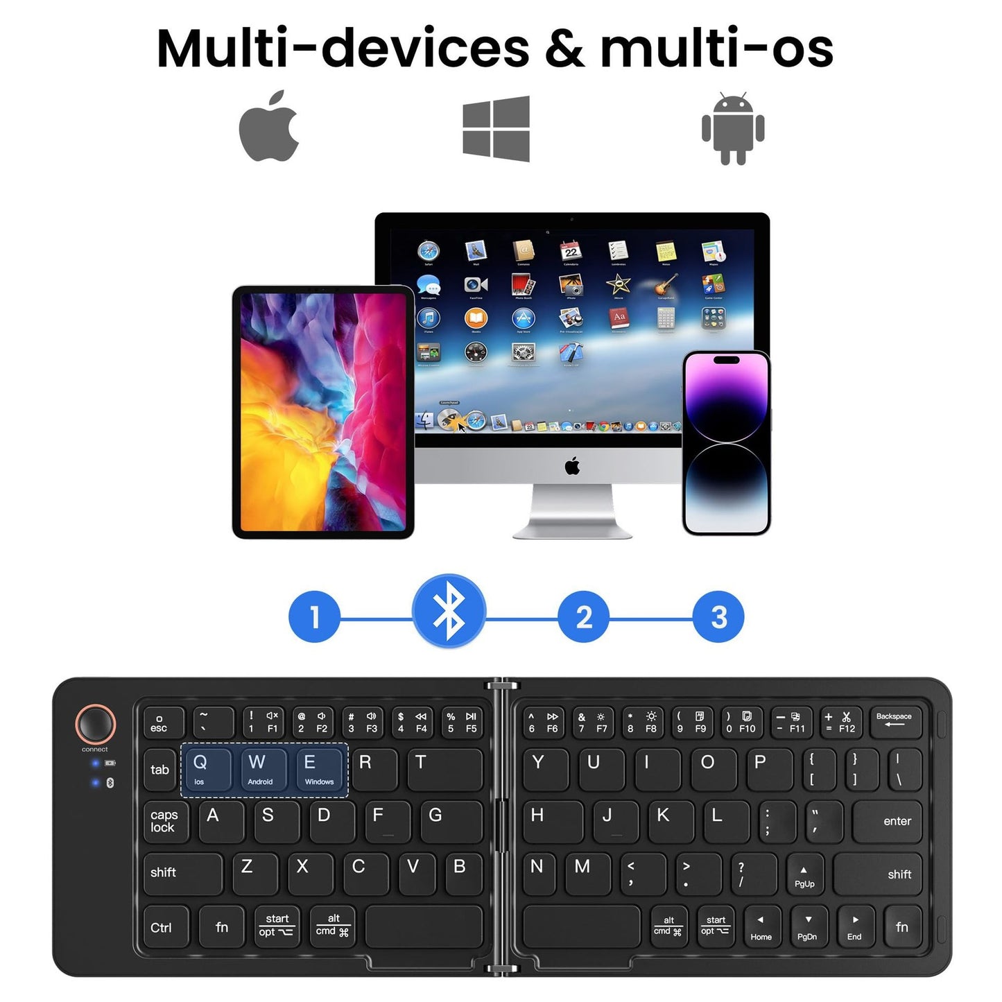 Ultra slim folding portable charging dual-mode Bluetooth keyboard with one click connection - E-Esther Clothing Store