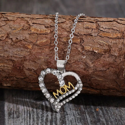 Alloy Inlaid Zircon Heart Pendant Necklace - E-Esther Clothing Store