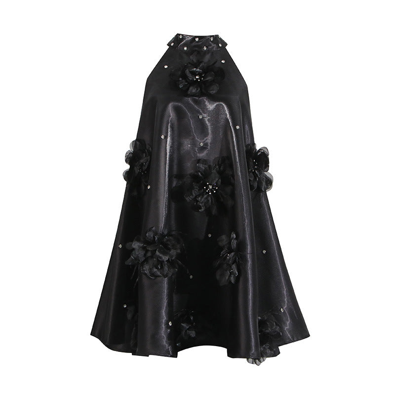 European and American socialite style dress with floral sophistication A-line short skirt for women - E-Esther Clothing Store