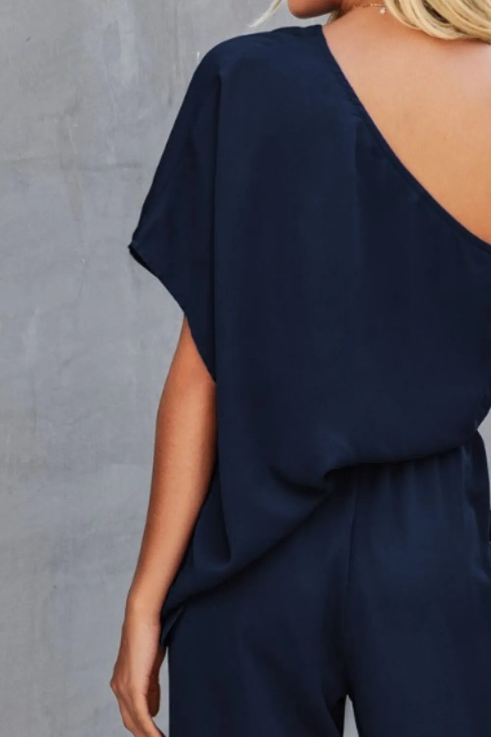 Single Shoulder Short Sleeve Jumpsuit - E-Esther Clothing Store