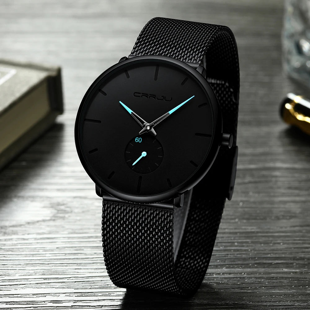 Fashion Mens Watches Top Brand Luxury Quartz Watch Men Casual Slim Mesh Steel - E-Esther Clothing Store