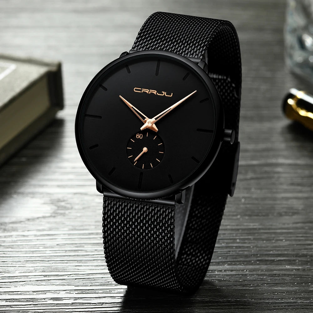 Fashion Mens Watches Top Brand Luxury Quartz Watch Men Casual Slim Mesh Steel - E-Esther Clothing Store