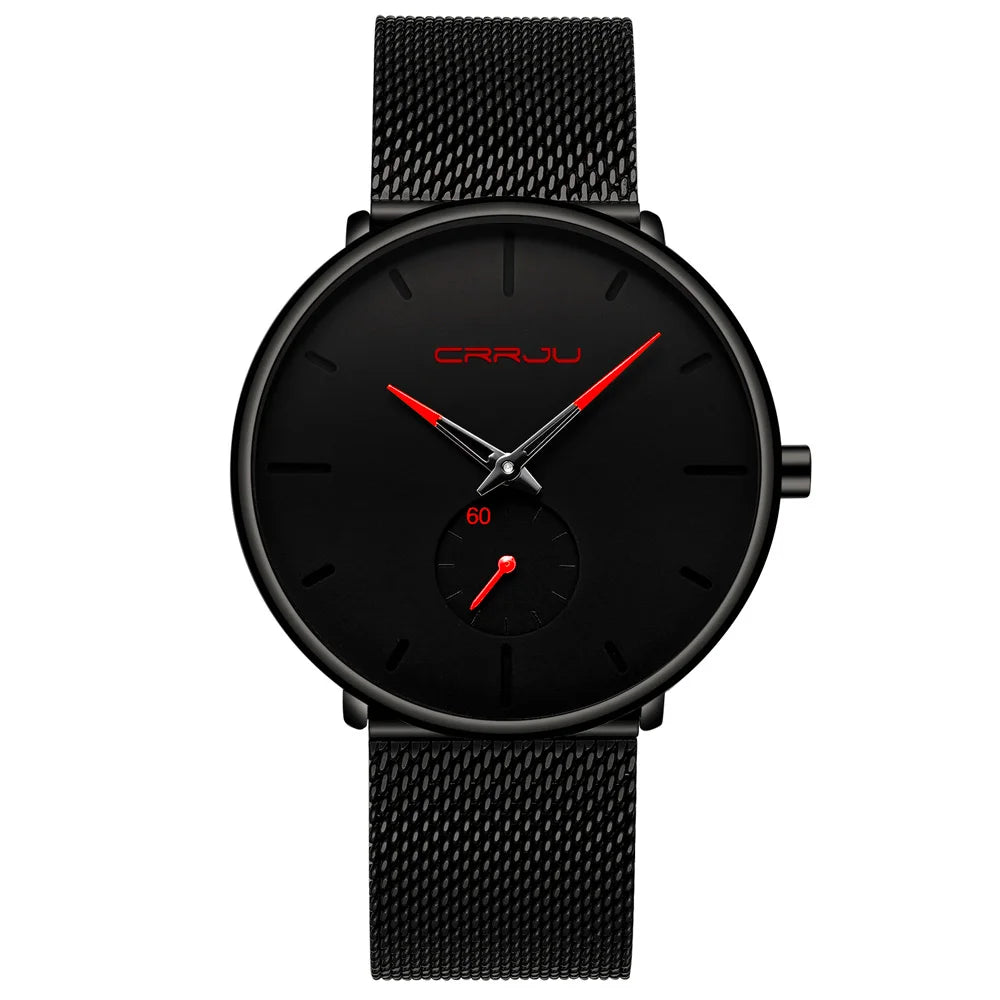 Fashion Mens Watches Top Brand Luxury Quartz Watch Men Casual Slim Mesh Steel - E-Esther Clothing Store