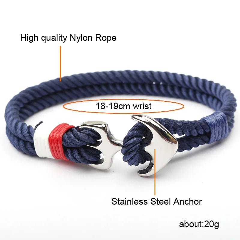 Stainless Steel Anchor Bracelet Rope Bracelets For Women Erkek Bileklik Pulseira Masculina Feminina Men Jewelry Mens jewellery - E-Esther Clothing Store