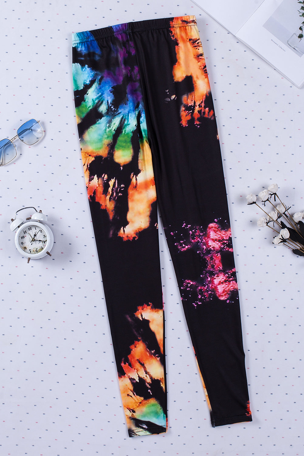 Multicolor Tie Dye Hollow Out Fitness Activewear Leggings - E-Esther Clothing Store